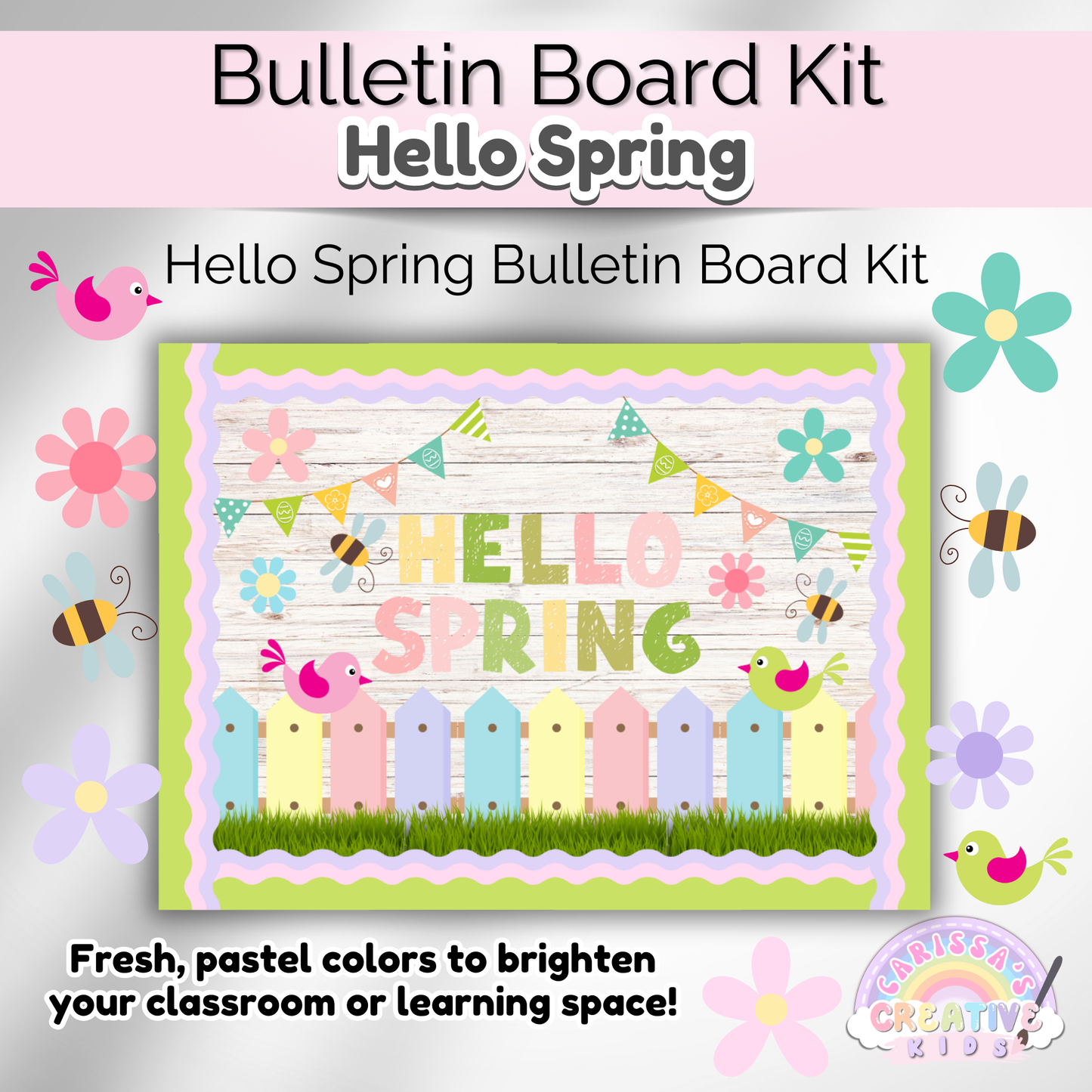 Hello Spring Bulletin Board Kit | Preschool Classroom Door Decor