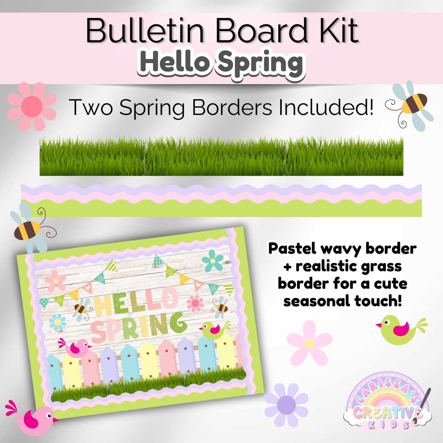 Hello Spring Bulletin Board Kit | Preschool Classroom Door Decor