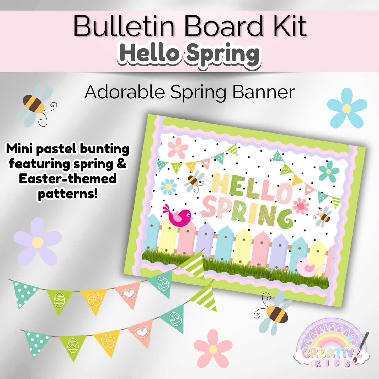 Hello Spring Bulletin Board Kit | Preschool Classroom Door Decor