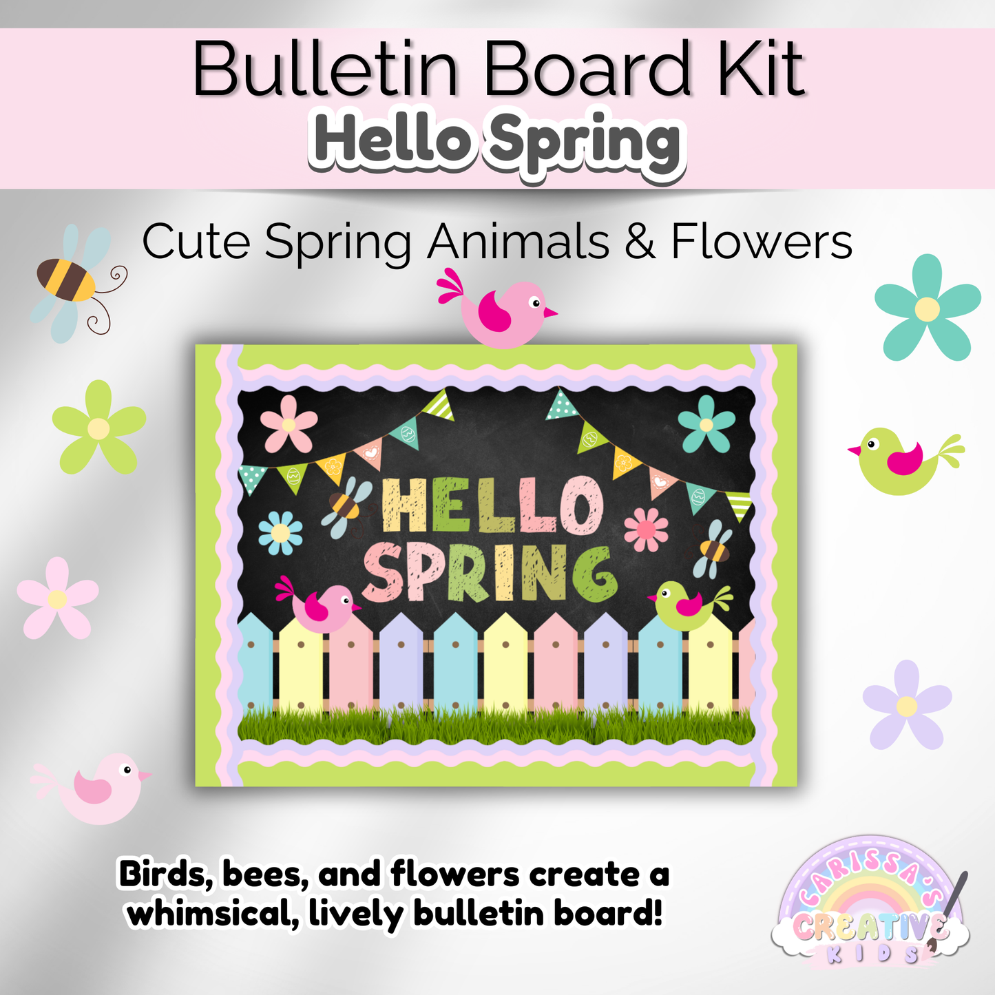 Hello Spring Bulletin Board Kit | Preschool Classroom Door Decor