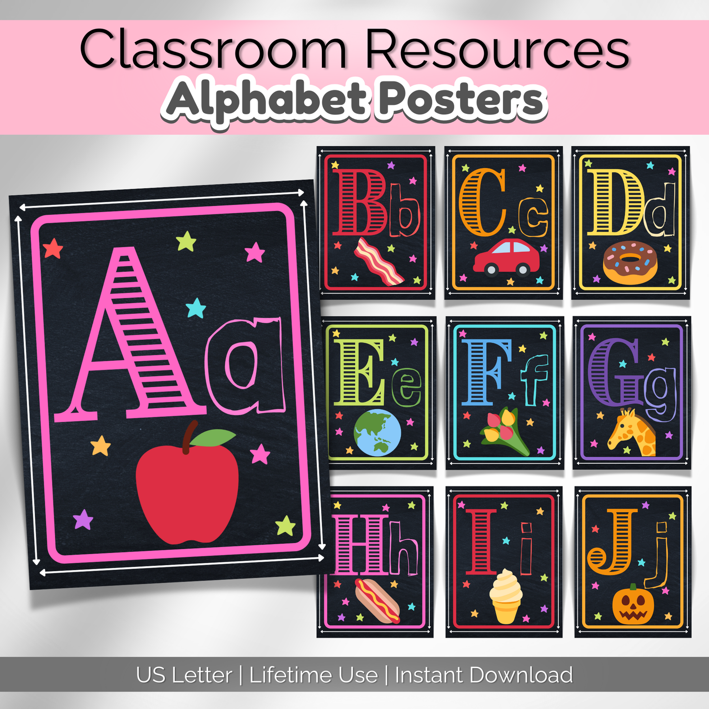 Rainbow Alphabet Posters Preschool Classroom Decor