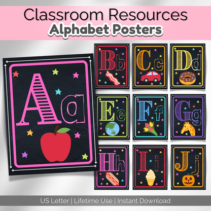 Rainbow Alphabet Posters Preschool Classroom Decor