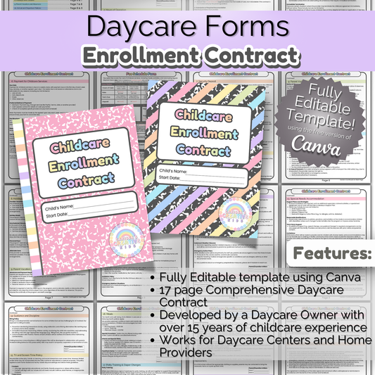 Daycare Contract for Childcare Centers and In Home Providers