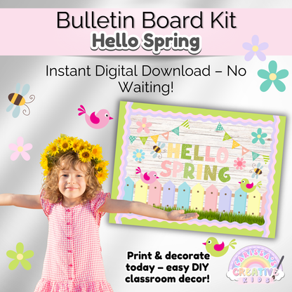 Hello Spring Bulletin Board Kit | Preschool Classroom Door Decor