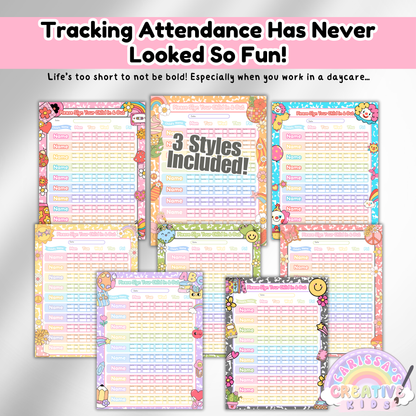 Childcare Sign in and Out Sheets | Printable PDF Canva Template