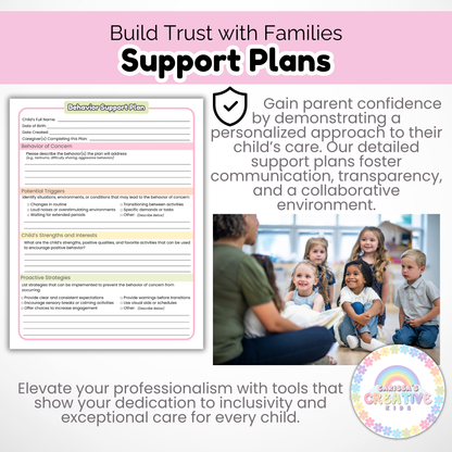 Daycare Support Forms Bundle | Biting, Behavior, ADHD, and Autism Support Plans