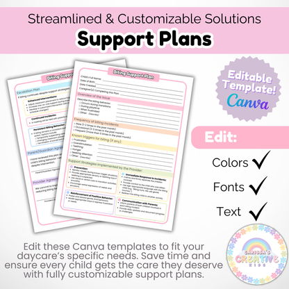 Daycare Support Forms Bundle | Biting, Behavior, ADHD, and Autism Support Plans