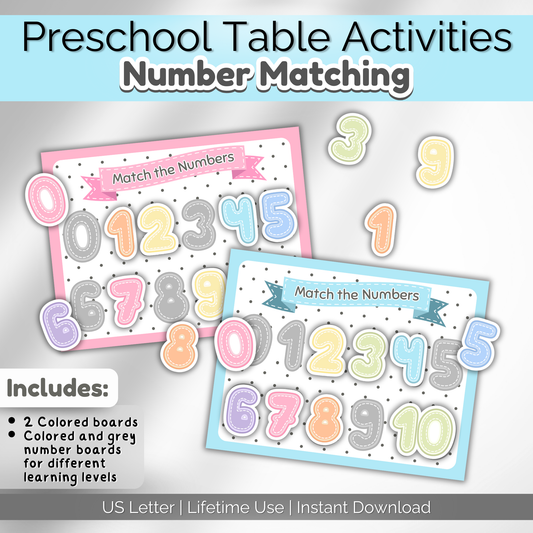 Number Matching Toddler Activity | Preschool Table Game