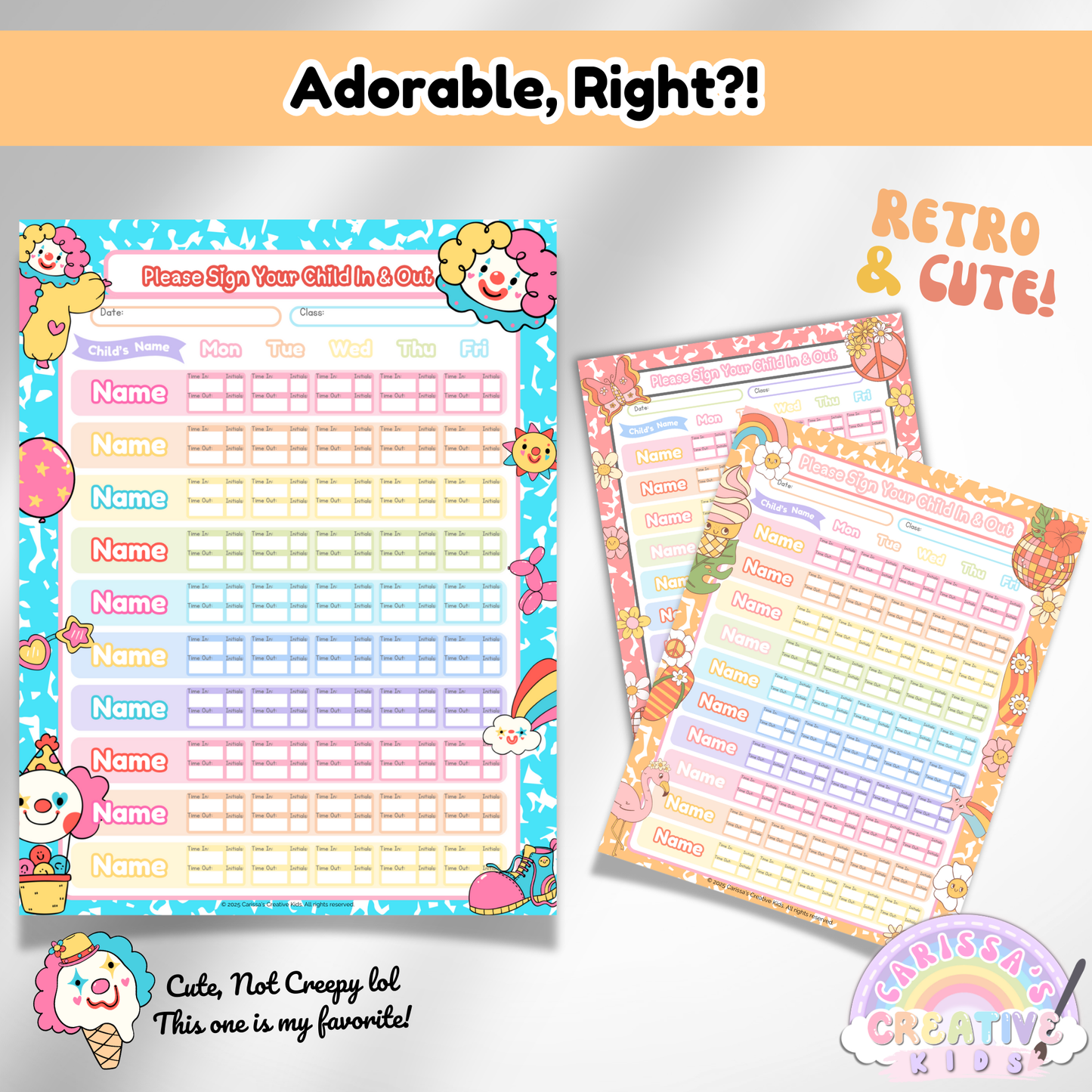 Childcare Sign in and Out Sheets | Printable PDF Canva Template
