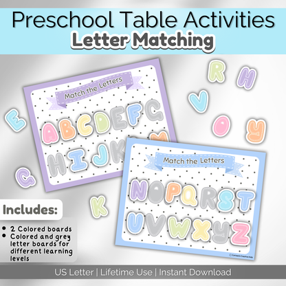 Letter Matching Toddler Activity | Preschool Table Top Game