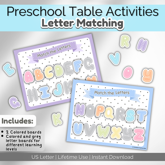 Letter Matching Toddler Activity | Preschool Table Top Game