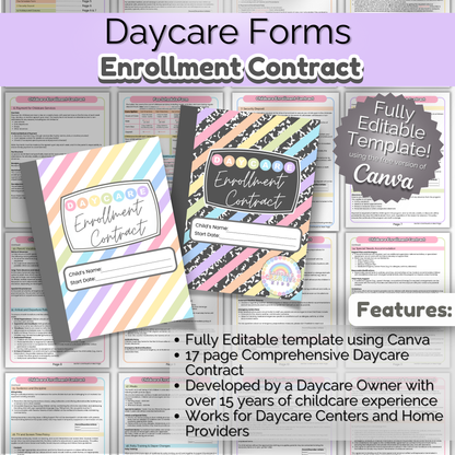 Childcare Enrollment Contract | Daycare Forms Template