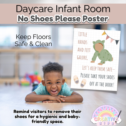 Daycare Infant Classroom Boho Entryway Printable No Shoes Poster
