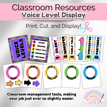 Classroom Voice Level Poster |  Noise Volume Management Display