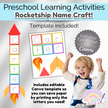 Preschool Rocketship Name Craft | Practice Writing Daycare Activity