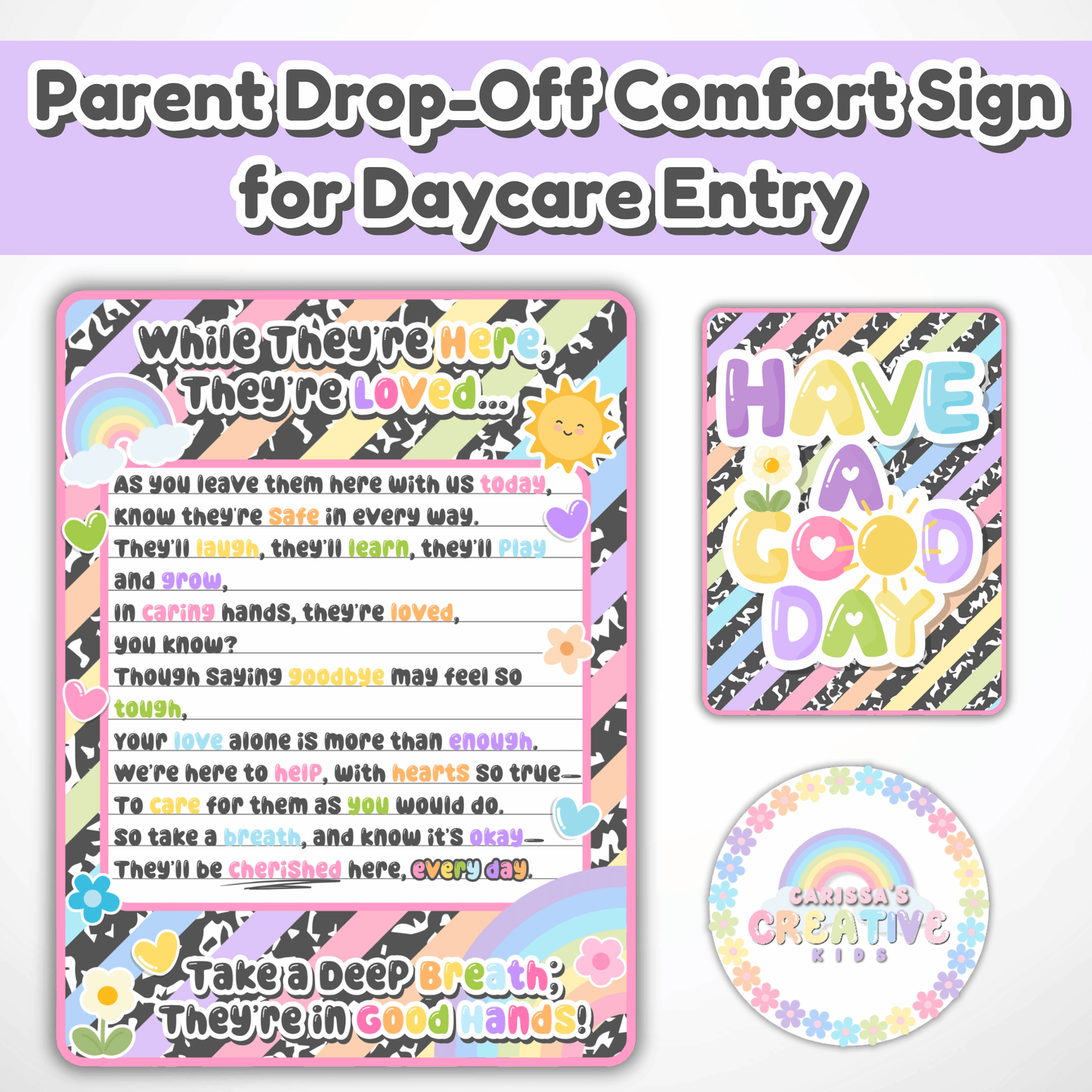 Childcare Entry Poem Wall Art Poster | drop off Reassurance for Daycare Parent | Classroom Decor | Digital Download | Preschool Boot room
