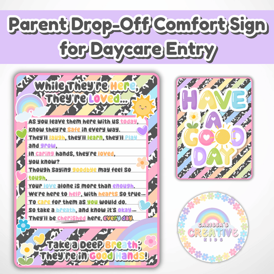 Childcare Entry Poem Wall Art Poster | drop off Reassurance for Daycare Parent | Classroom Decor | Digital Download | Preschool Boot room