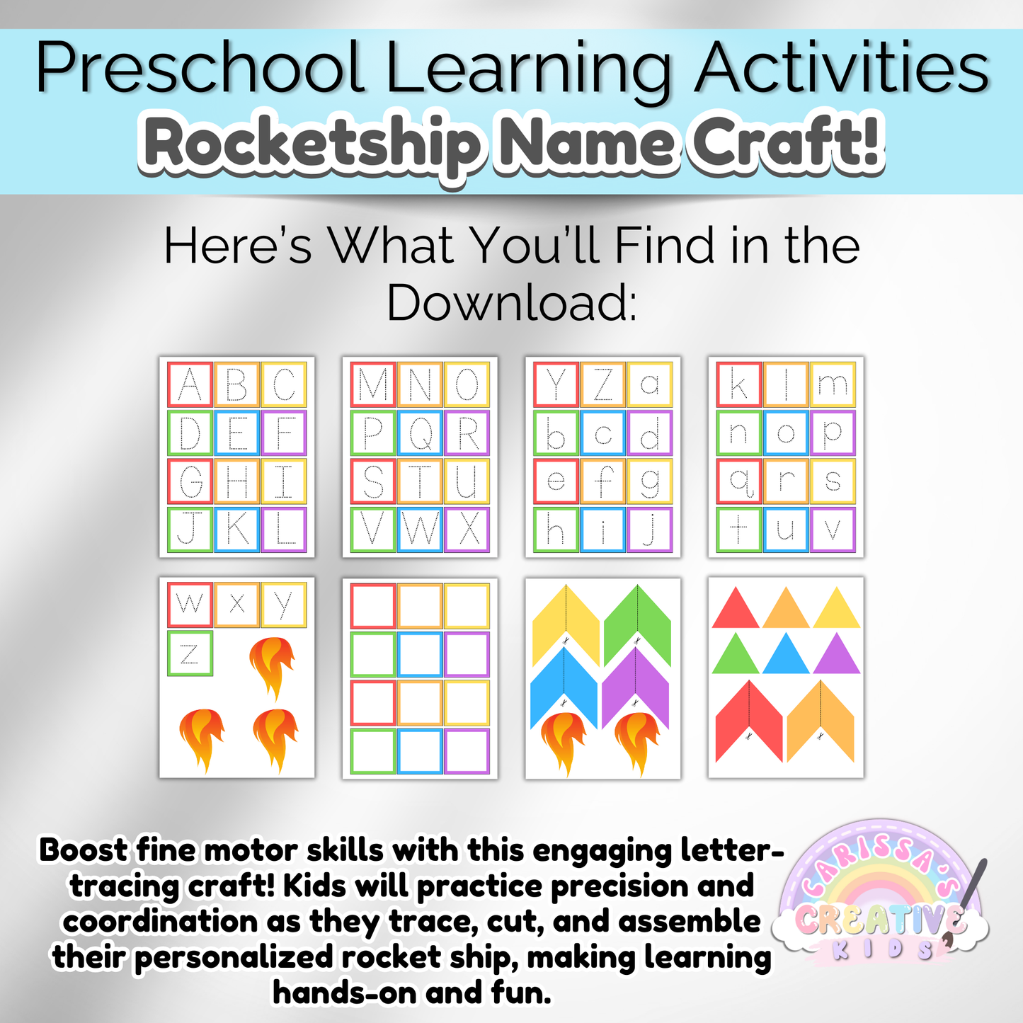 Preschool Rocketship Name Craft | Practice Writing Daycare Activity