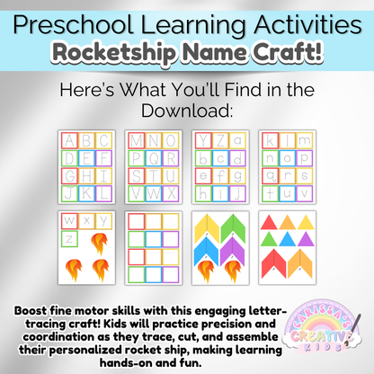 Preschool Rocketship Name Craft | Practice Writing Daycare Activity