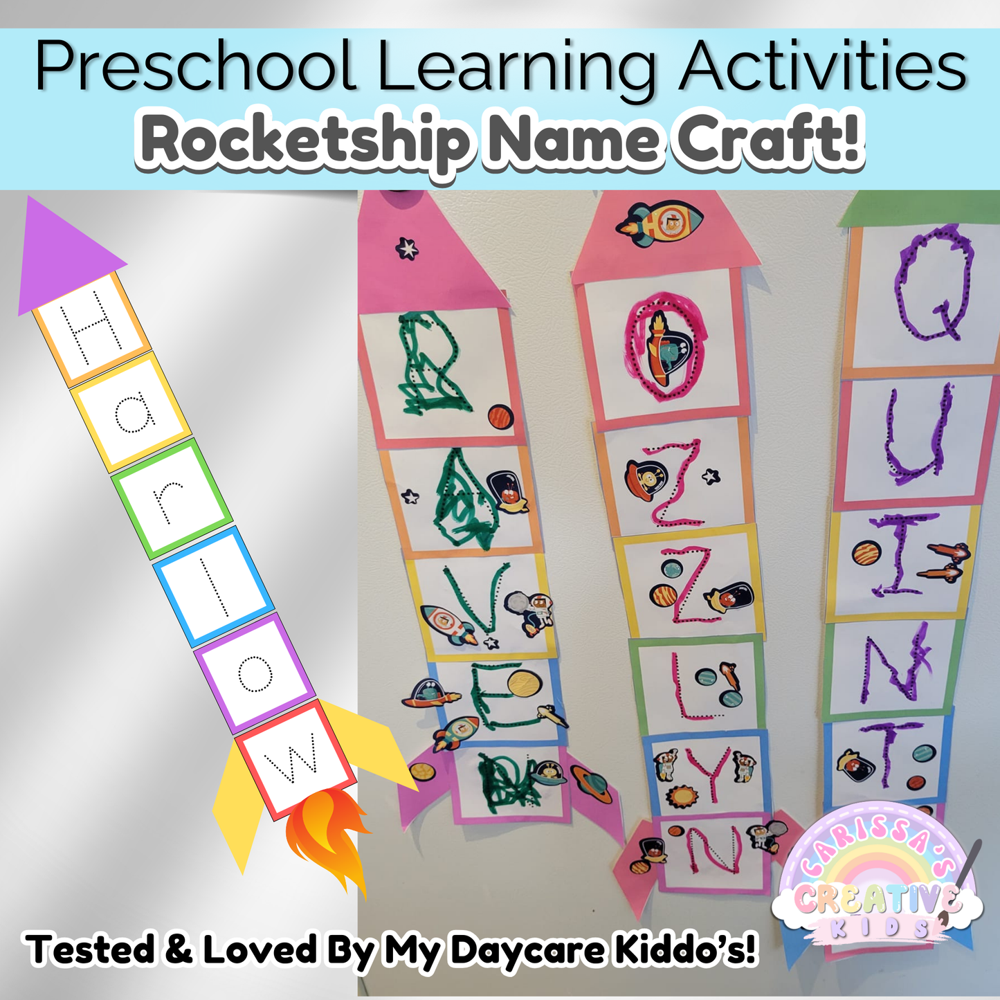 Preschool Rocketship Name Craft | Practice Writing Daycare Activity