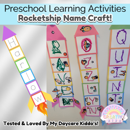 Preschool Rocketship Name Craft | Practice Writing Daycare Activity