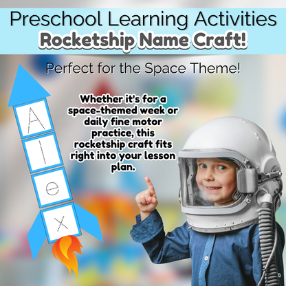 Preschool Rocketship Name Craft | Practice Writing Daycare Activity
