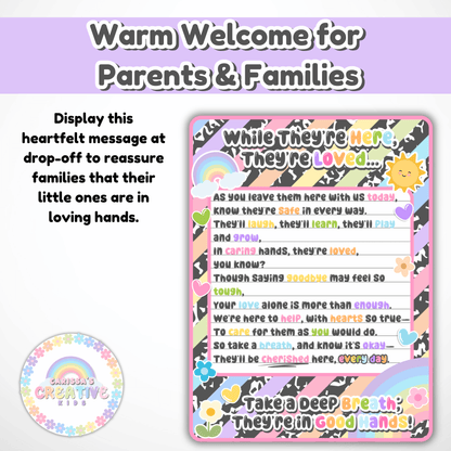 Childcare Entry Poem Wall Art Poster | drop off Reassurance for Daycare Parent | Classroom Decor | Digital Download | Preschool Boot room