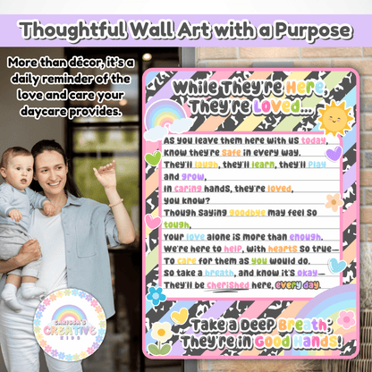 Childcare Entry Poem Wall Art Poster | drop off Reassurance for Daycare Parent | Classroom Decor | Digital Download | Preschool Boot room