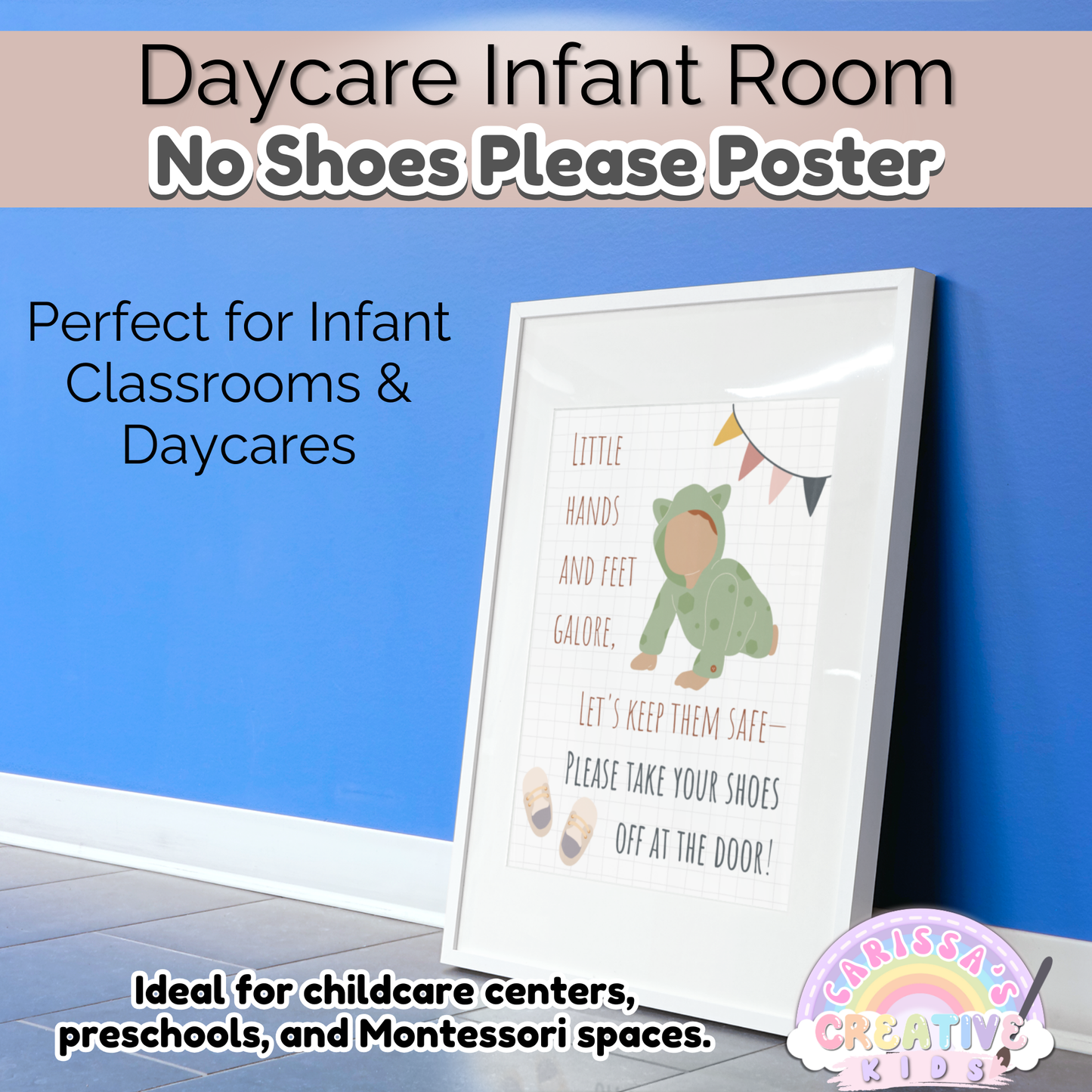 Daycare Infant Classroom Boho Entryway Printable No Shoes Poster