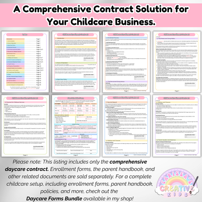 Childcare Enrollment Contract | Daycare Forms Template