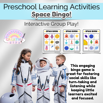 Preschool Outer Space Bingo Game! Practice Fine Motor Skills in a Daycare