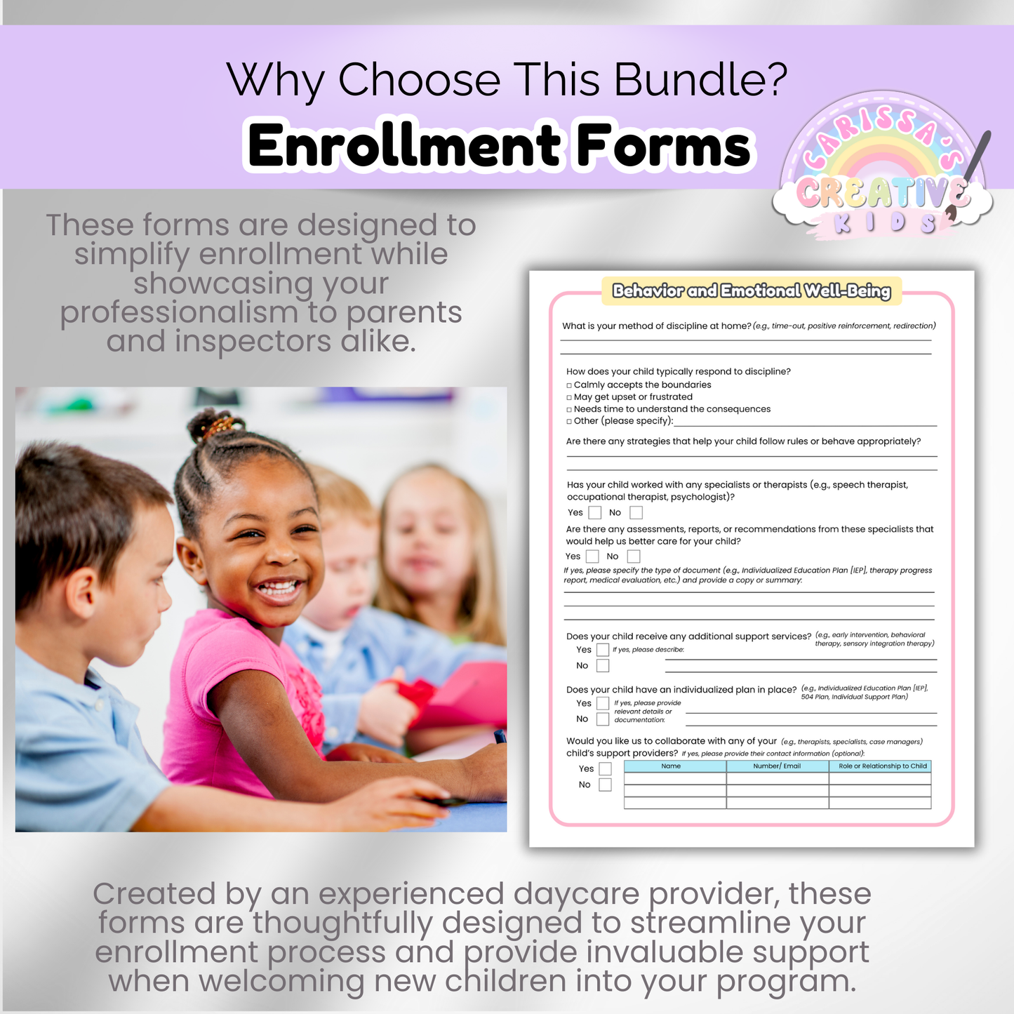 Daycare Forms- Enrollment Forms Bundle