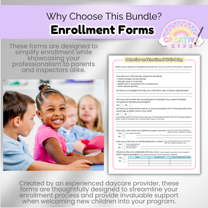 Daycare Forms- Enrollment Forms Bundle
