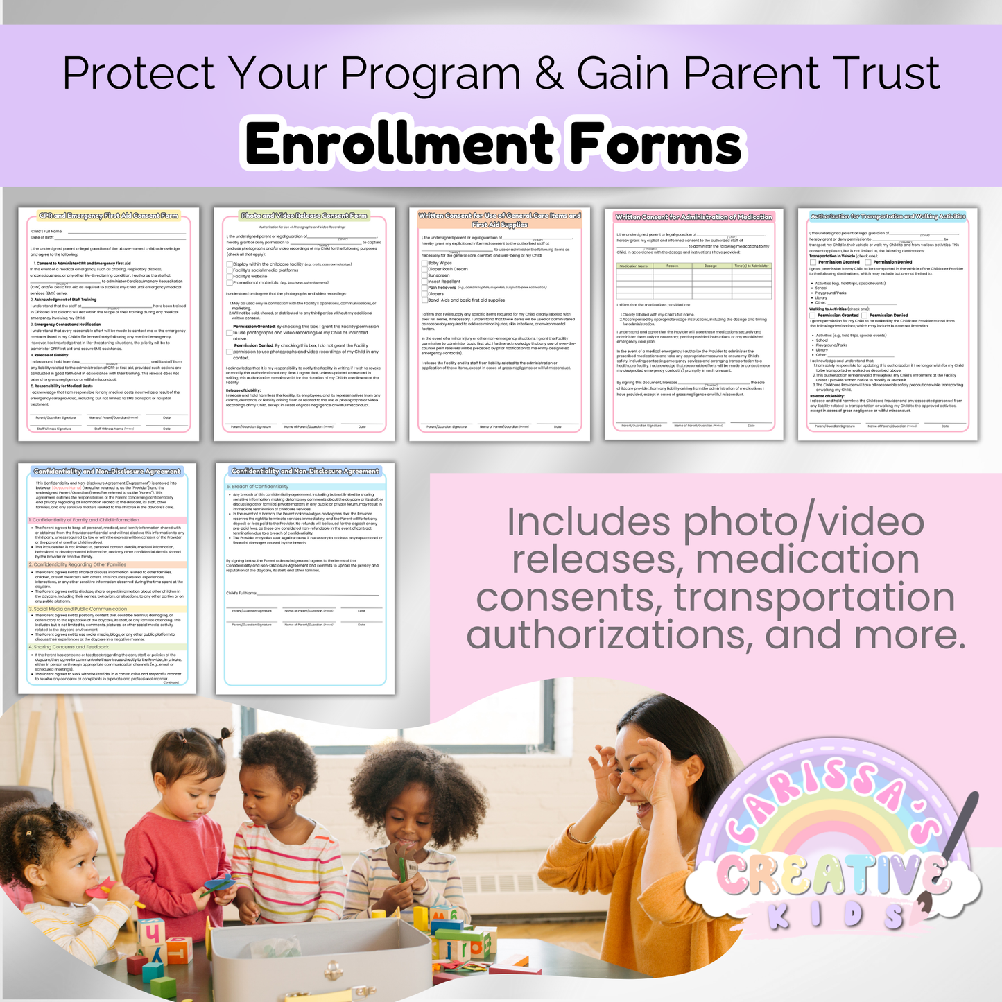 Daycare Forms- Enrollment Forms Bundle