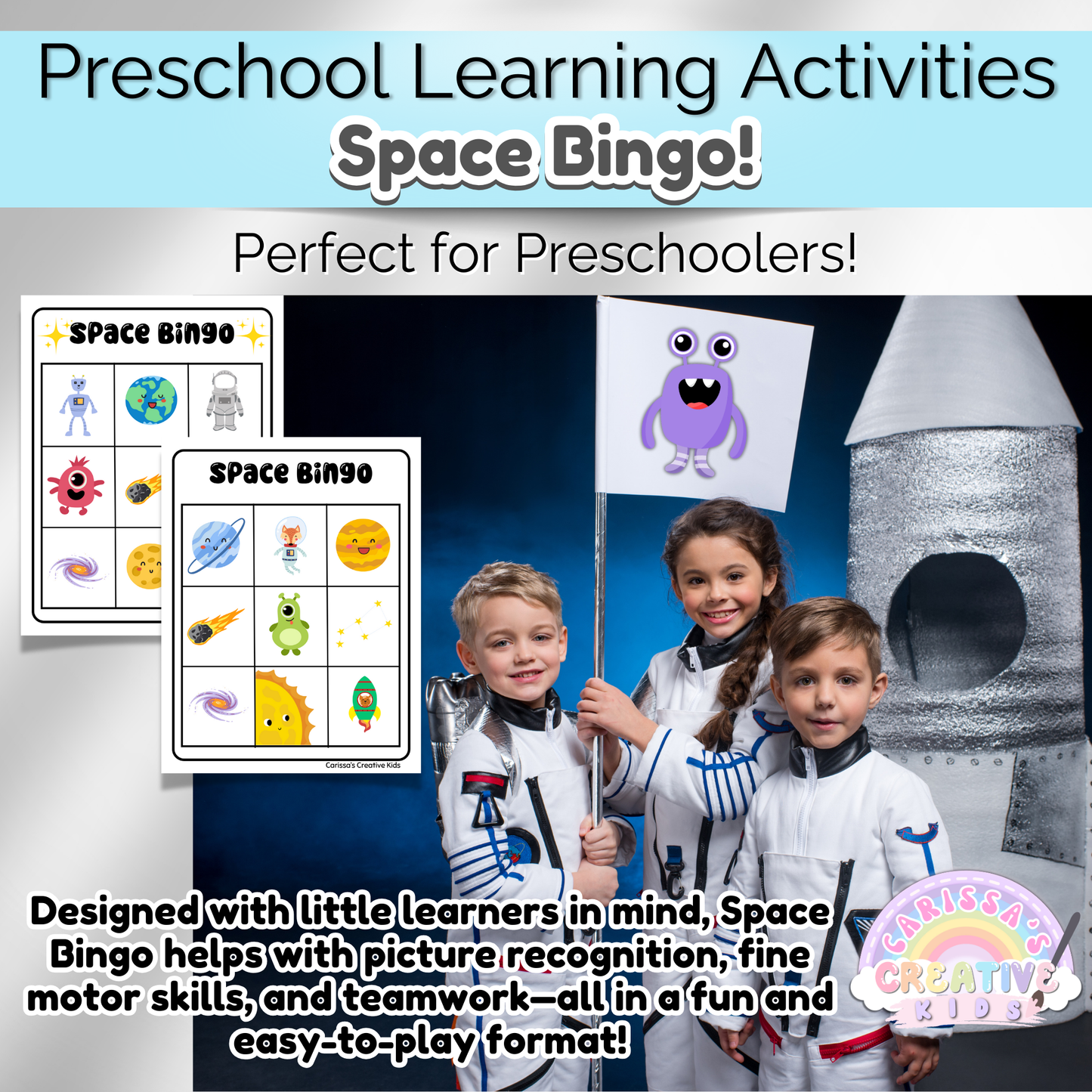 Preschool Outer Space Bingo Game! Practice Fine Motor Skills in a Daycare