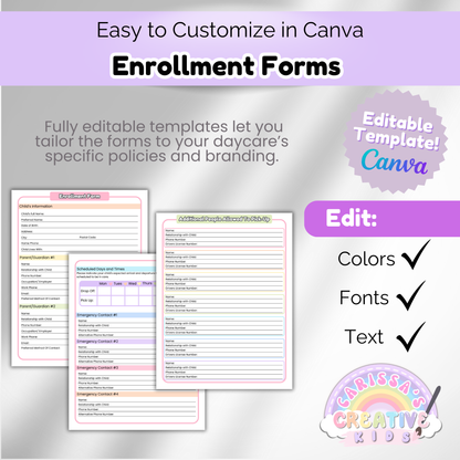 Daycare Forms- Enrollment Forms Bundle