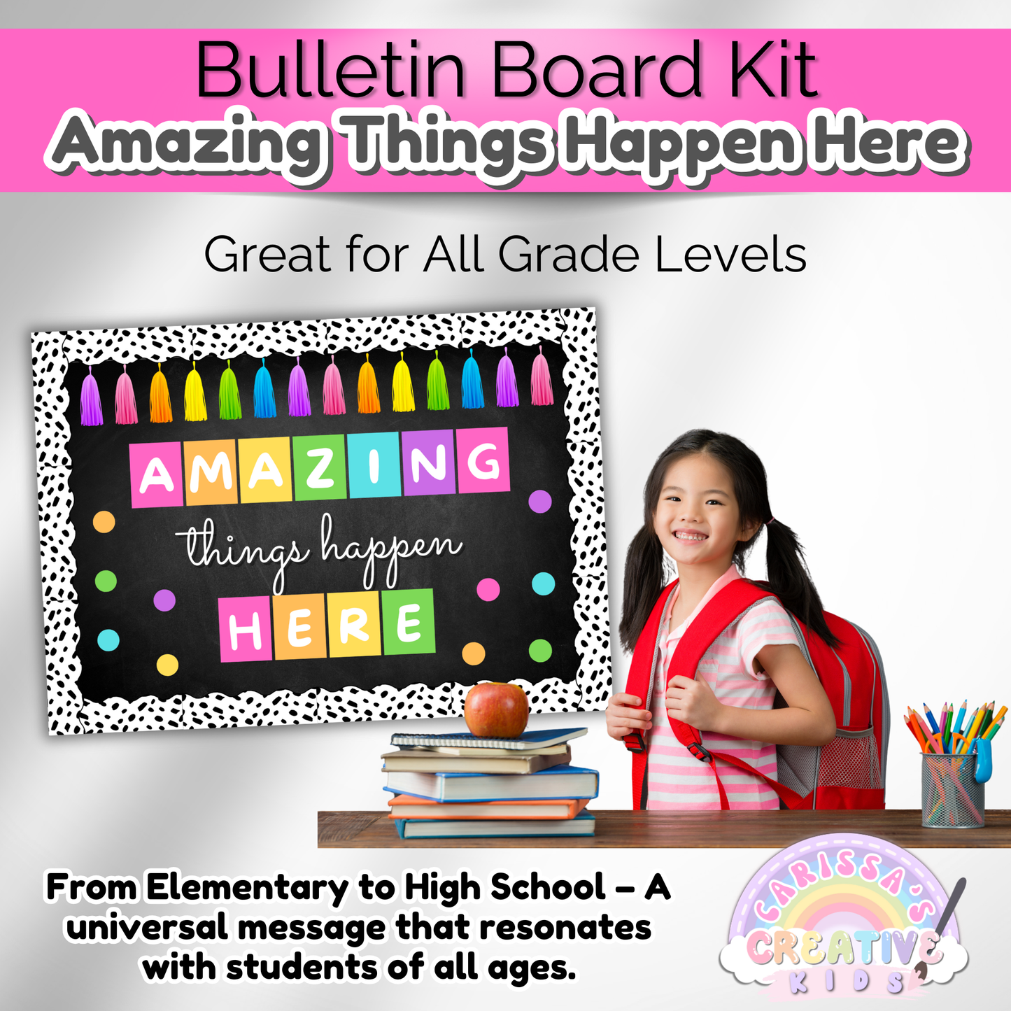 Amazing Things Happen Here Inspirational Classroom Bulletin Board Kit