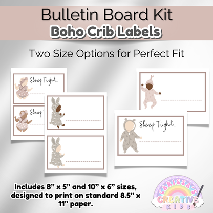 Boho Daycare Crib Labels Infant Classroom Printables Template | Cubbie Name Tags