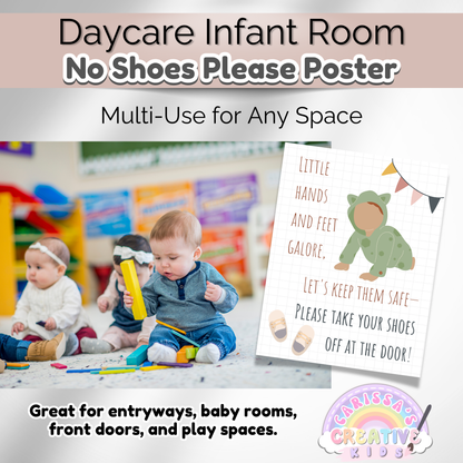 Daycare Infant Classroom Boho Entryway Printable No Shoes Poster