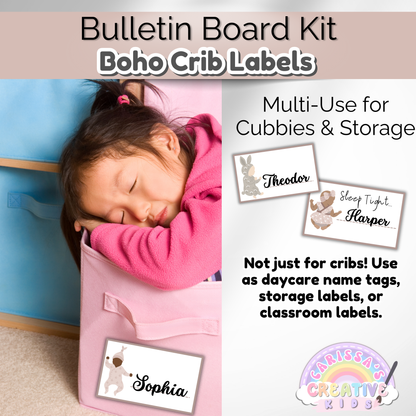 Boho Daycare Crib Labels Infant Classroom Printables Template | Cubbie Name Tags