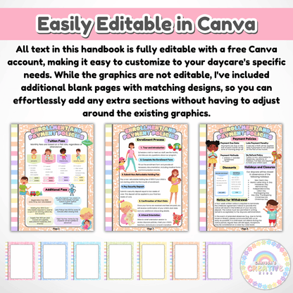 Editable Daycare Parent Handbook Template for Childcare