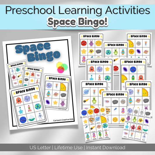 Preschool Outer Space Bingo Game! Practice Fine Motor Skills in a Daycare