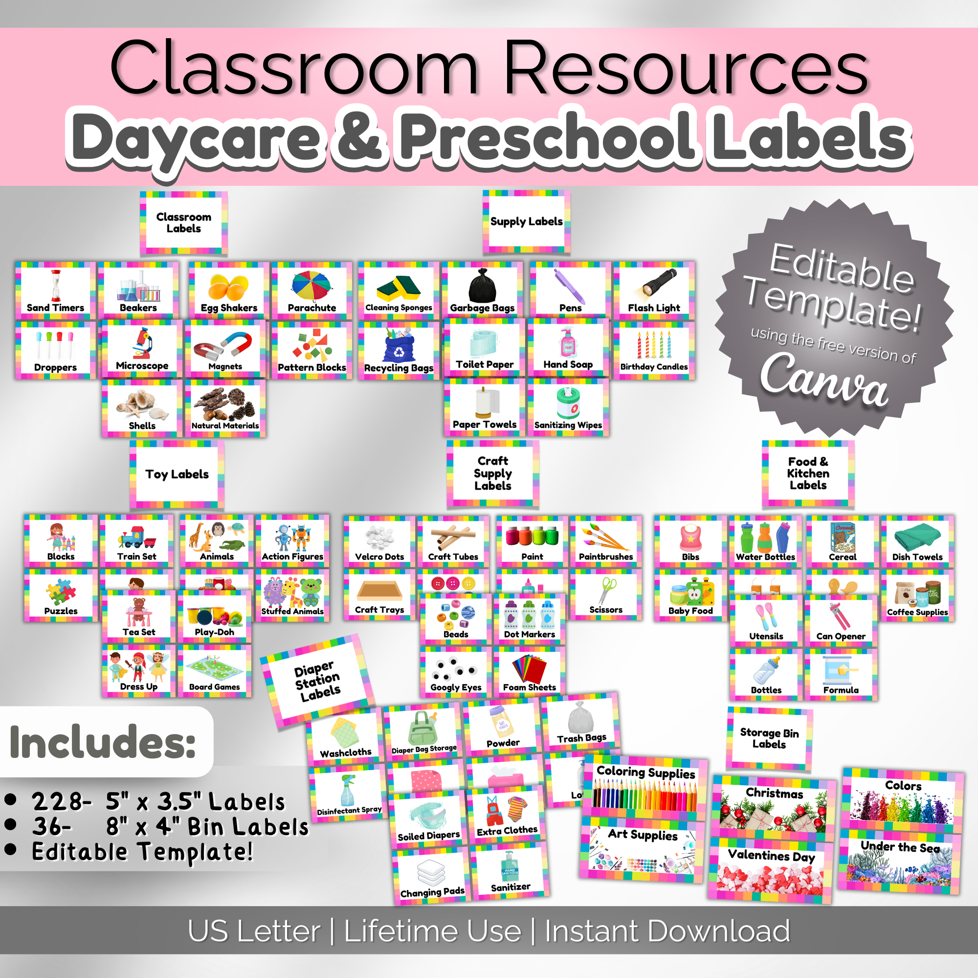 Child Development Center Labelling Daycare Center Signs & Station Labels for Preschool Classrooms ...