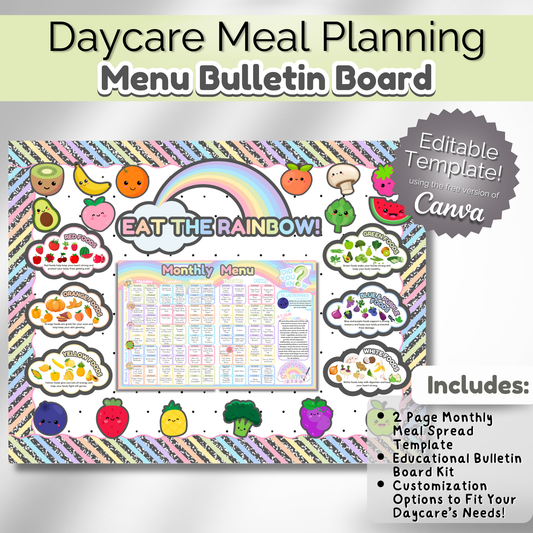 Daycare Bulletin Board Editable Meal Planning Kit