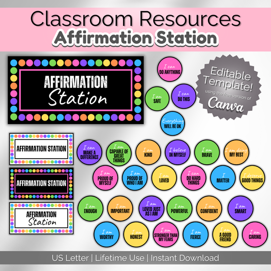 Rainbow Dot Classroom Affirmation Station