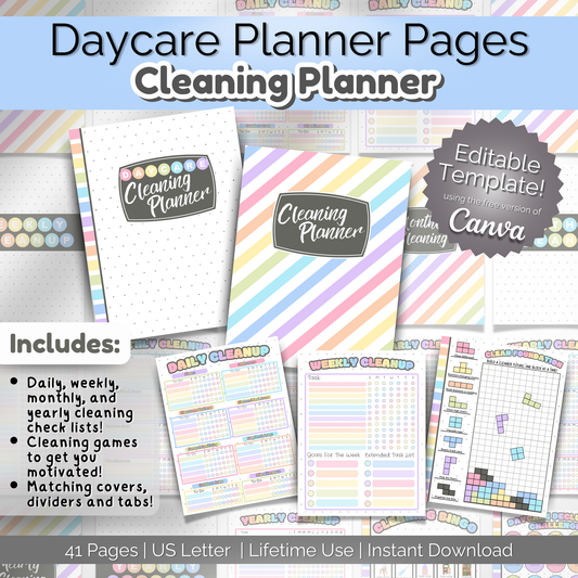 Daycare Classroom Cleaning Planner | Editable Template