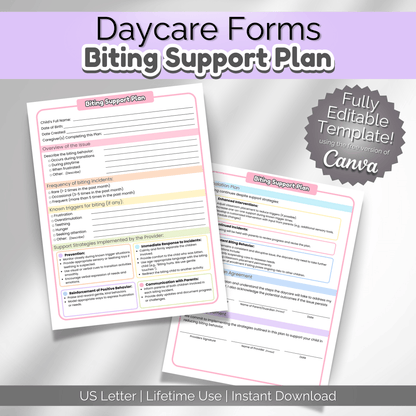 Daycare Biting Support Plan | Preschool Classroom Management