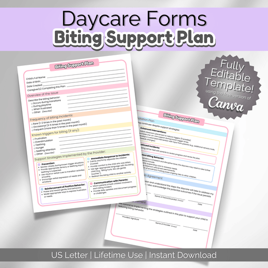 Daycare Biting Support Plan | Preschool Classroom Management