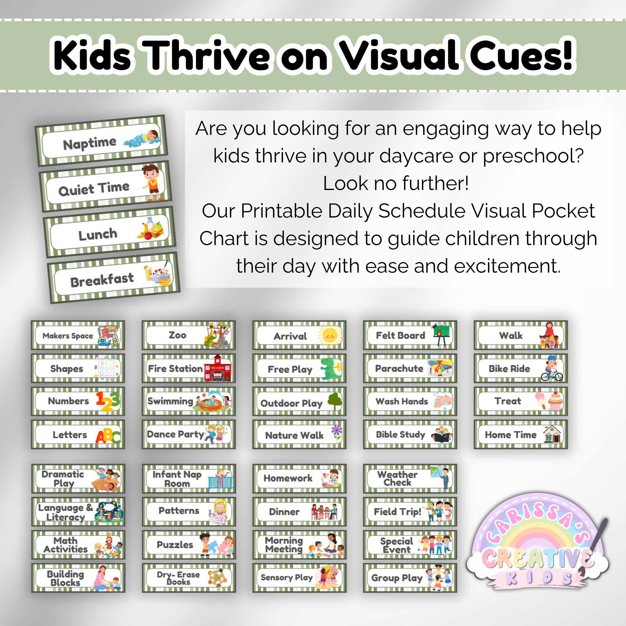 Daycare Center Signs & Station Labels for Preschool Classrooms ...