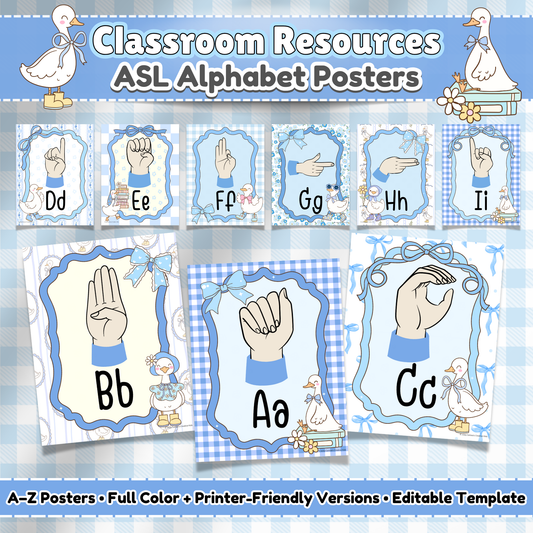 ASL Alphabet Posters (A–Z) – Printable Sign Language Decor for Classroom & Daycare